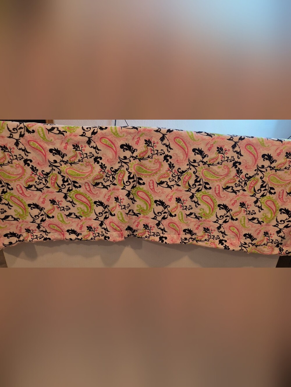 Pink Green Black Paisley Floral Fleece Throw Blanket